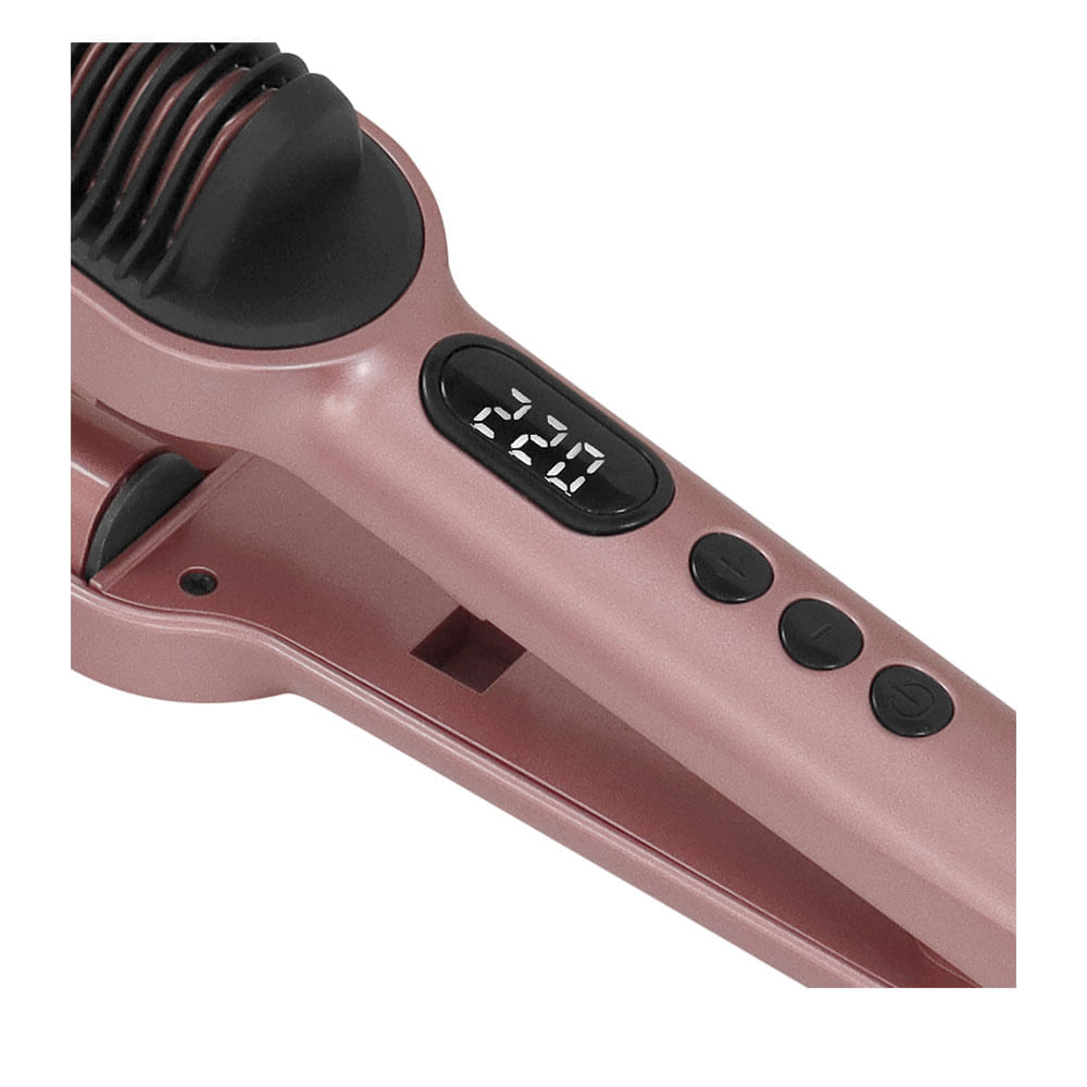 Prancha Gama Waver e Brush Keration, Rose/Preto | Bivolt Artigo
