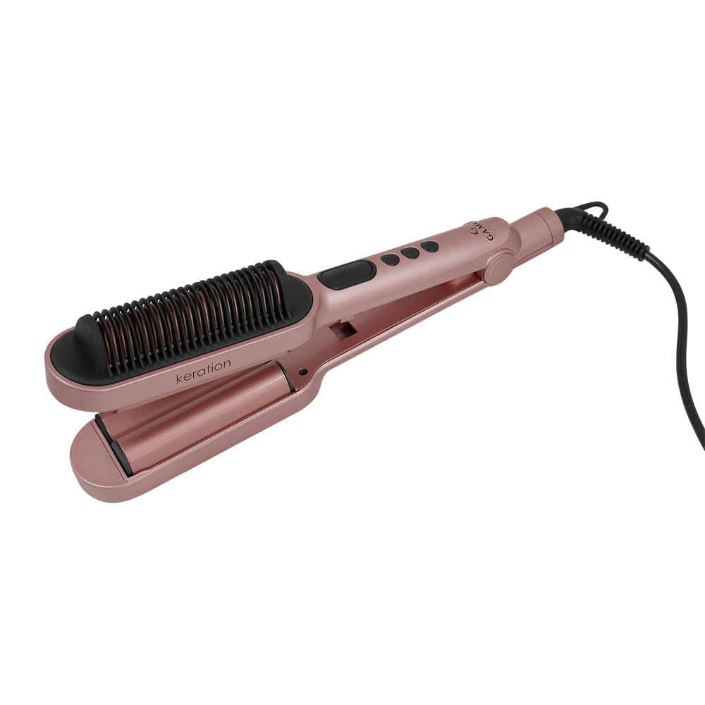 Prancha Gama Waver e Brush Keration, Rose/Preto | Bivolt Artigo