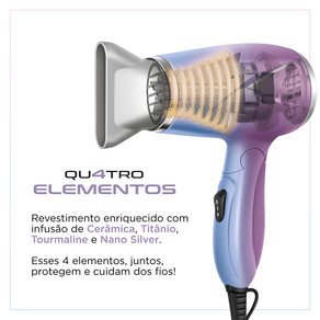 Secador de Cabelo By Juliette Mondial, 1200W - Cabo Dobrável, SCT-JU-03, Azul/Rosa | Bivolt GO - 691633