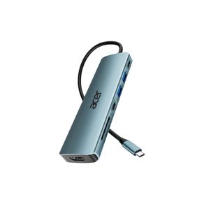 Adaptador Acer USB-C/HDMI/2x USB-A/PD/SD ODK360, para carregamento e sincronização de dados, com velocidade de 5 Gbps, fornecimento de energia até DF - 582989