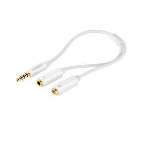 Cabo Headset Ugreen P3/2XP2 F AV141, Duas Entradas Fêmeas para Fone, Entrada 3,5 mm macho, Conectores Banhados a ouro, Material ABS | Branco GO - 582998