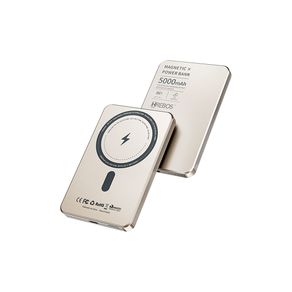 Carregador Portatil Hrebos Power Bank, 5.000Ah, Entradas USB, Type-C e Carregamento por indução, 22W - PB-912 | Crômio DF - 284104