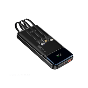 Carregador portátil HREBOS PB-202, 10000AH de Capacidade, Cabos Type-C e Lightning, Entrada Type-C | Preto DF - 284116