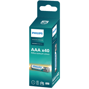 Pilha Philips Zinco AAA 1,5V, Pack com 40 Unidades - R03L40TF/59 DF - 26522