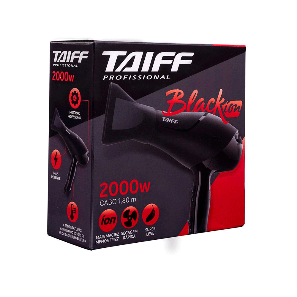 Secador de Cabelo Profissional Taiff Black Ion 2000W 127V Artigo