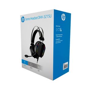 Headset HP DHH-3215U Gamer USB 7.1, RGB estático com sete cores, Resposta de frequência 20 Hz - 20 KHz, alto-falante 50 mm, cabo 2,2 Metros. DF - 285158