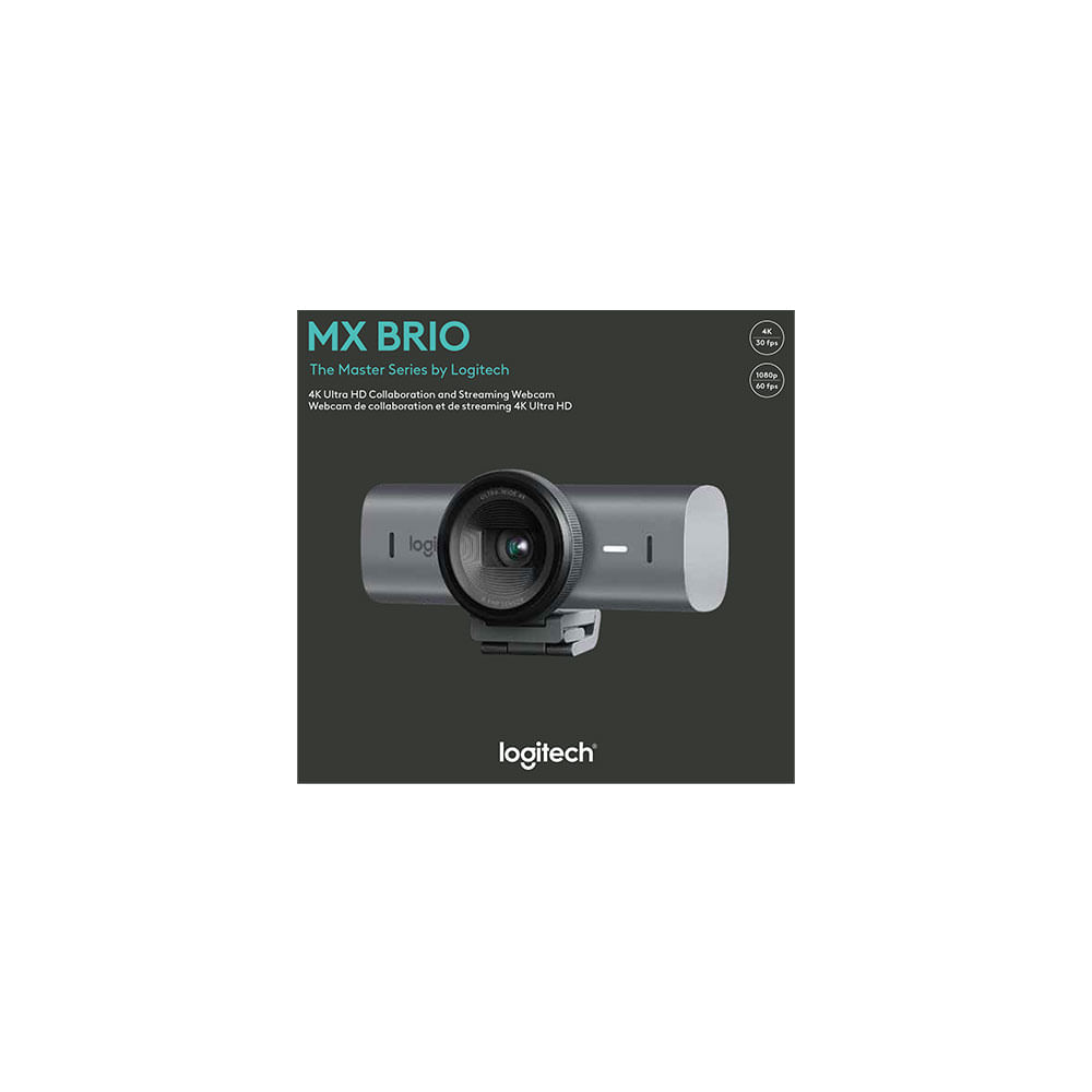 Webcam Logitech, Ultra HD 4K, MX BRIO, Correção automática de luz