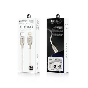 Cabo Hrebos Type-C para Type-C, Titanium - CB-366i Branco DF - 284123 Cabo Hrebos Type-C para Type-C, Titanium - CB-366i Branco DF - 284123
