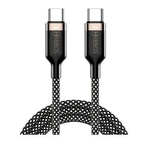 Cabo Hrebos Dual Type-C, Premium Titanium - CB-366c Preto DF - 284127 Cabo Hrebos Dual Type-C, Premium Titanium - CB-366c Preto DF - 284127