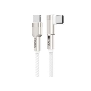Cabo Hrebos Premium Metal Arch CB-378c, USB-C para USB-C, 100W Nylon Trançado Alta Velocidade Branco DF - 284140 Cabo Hrebos Premium Metal Arch CB-378c, USB-C para USB-C, 100W Nylon Trançado Alta Velocidade Branco DF - 284140