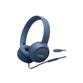 Headphone JBL Tune 520C, Som JBL Pure Bass, Áudio Hi-Res Digital, Conexão USB-C Plug & Play, Ultra Leve, Controle Remoto com 3 Presets de EQ Blue DF - 285192