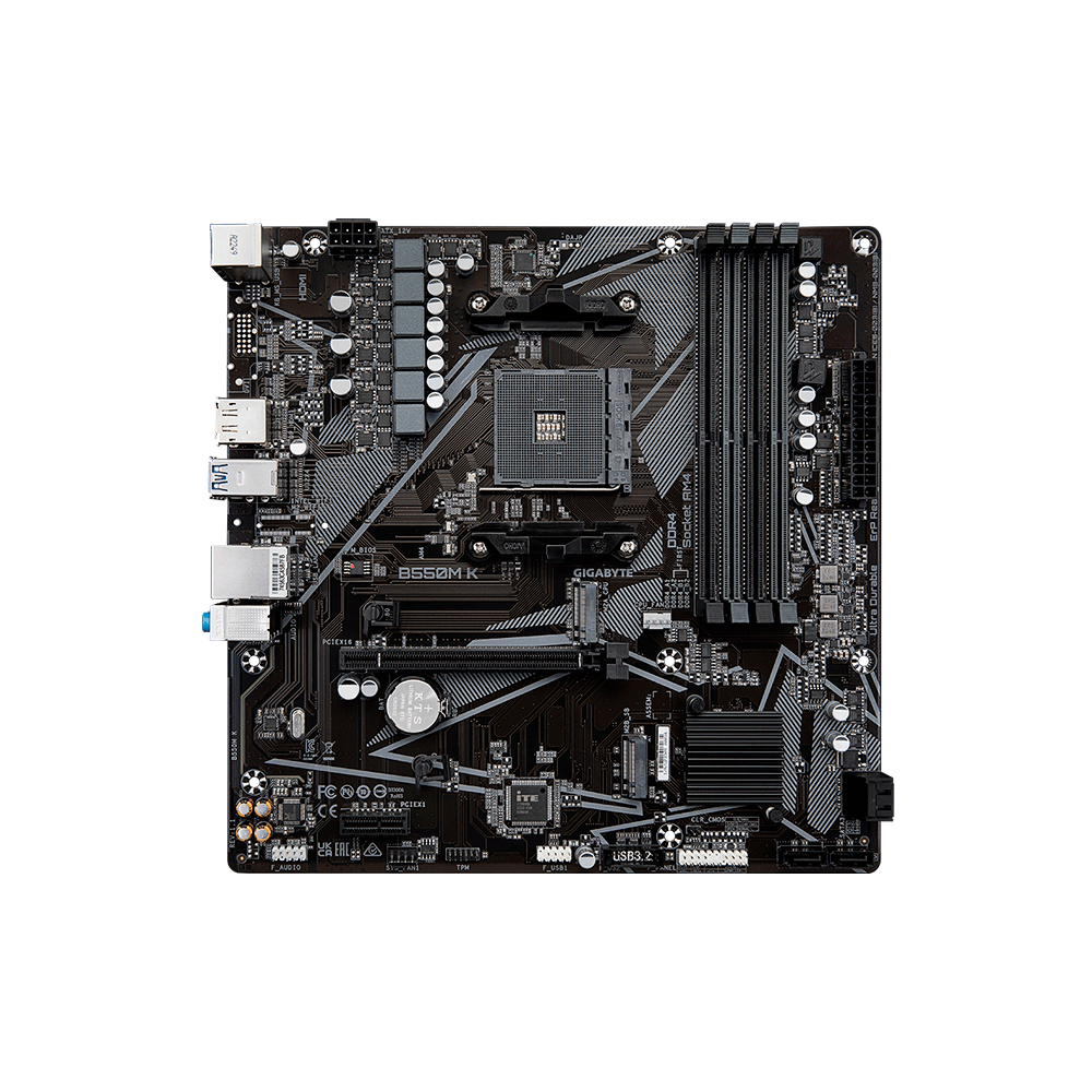 Placa Mãe Gigabyte B550M K, AMD AM4, Chipset B550, Micro ATX, DDR4