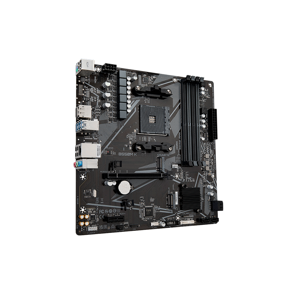 Placa Mãe Gigabyte B550M K, AMD AM4, Chipset B550, Micro ATX, DDR4