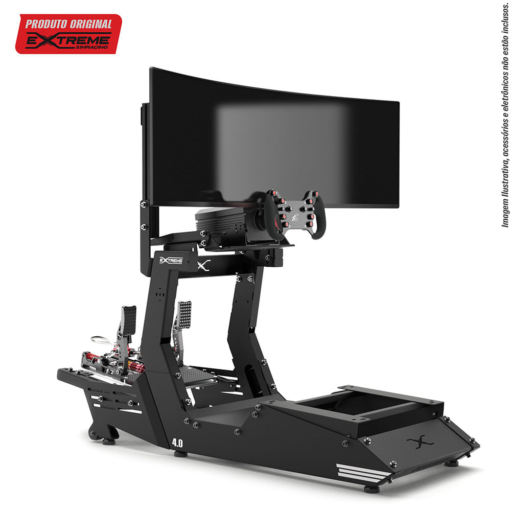 Cockpit Extreme 4.0 Estação Plus Preto , com Suporte de Tela