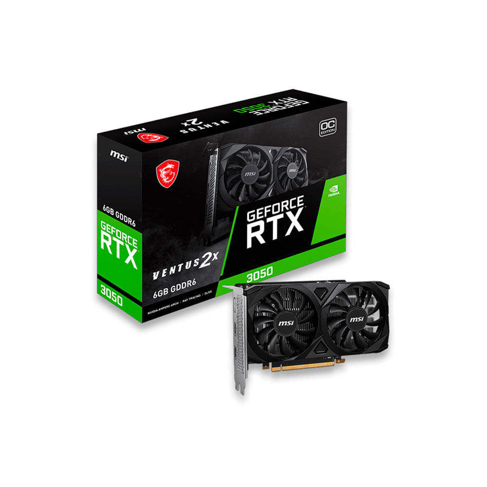 Placa de Vídeo MSI NVIDIA GeForce RTX 3050 VENTUS 2X OC 6GB, 96