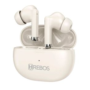 Fone de Ouvido Bluetooth Hrebos, EarBuds X1, 320 mAh, USB-C - EB-215 Branco DF - 285216 Fone de Ouvido Bluetooth Hrebos, EarBuds X1, 320 mAh, USB-C - EB-215 Branco DF - 285216