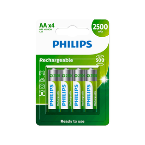 Pilha Recarregável Philips AA, 2500 mAh - R6B4RTU25/59 | 4 Unidades DF - 26489