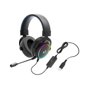Headset Gamer HP DHE-8005s com som 7.1 surround, conexão USB e iluminação LED RGB Black DF - 285211