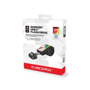 Pendrive SanDisk USB-C, FIFA World Cup 2026, leitura de até 300 MB/s | 128GB DF - 801882 Pendrive SanDisk USB-C, FIFA World Cup 2026, leitura de até 300 MB/s | 128GB DF - 801882