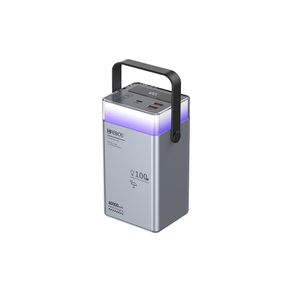 Power Bank Lumo HREBOS PB-997, potência de 100W e 60.000mAh, com múltiplas saídas USB/Type-C, display digital e lanterna LED integrada Chumbo DF - 284172