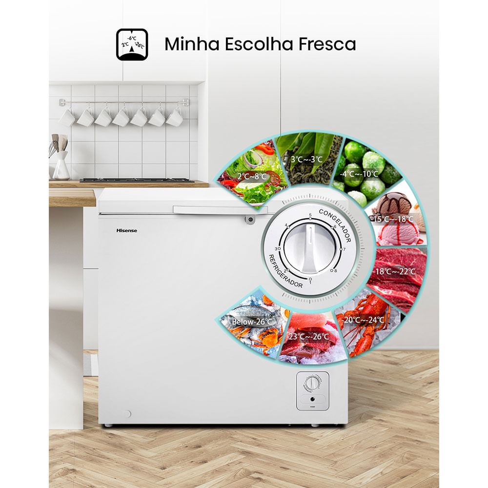 Freezer Horizontal Hisense 198 litros, FC257NW 28, 20KWH, Branco