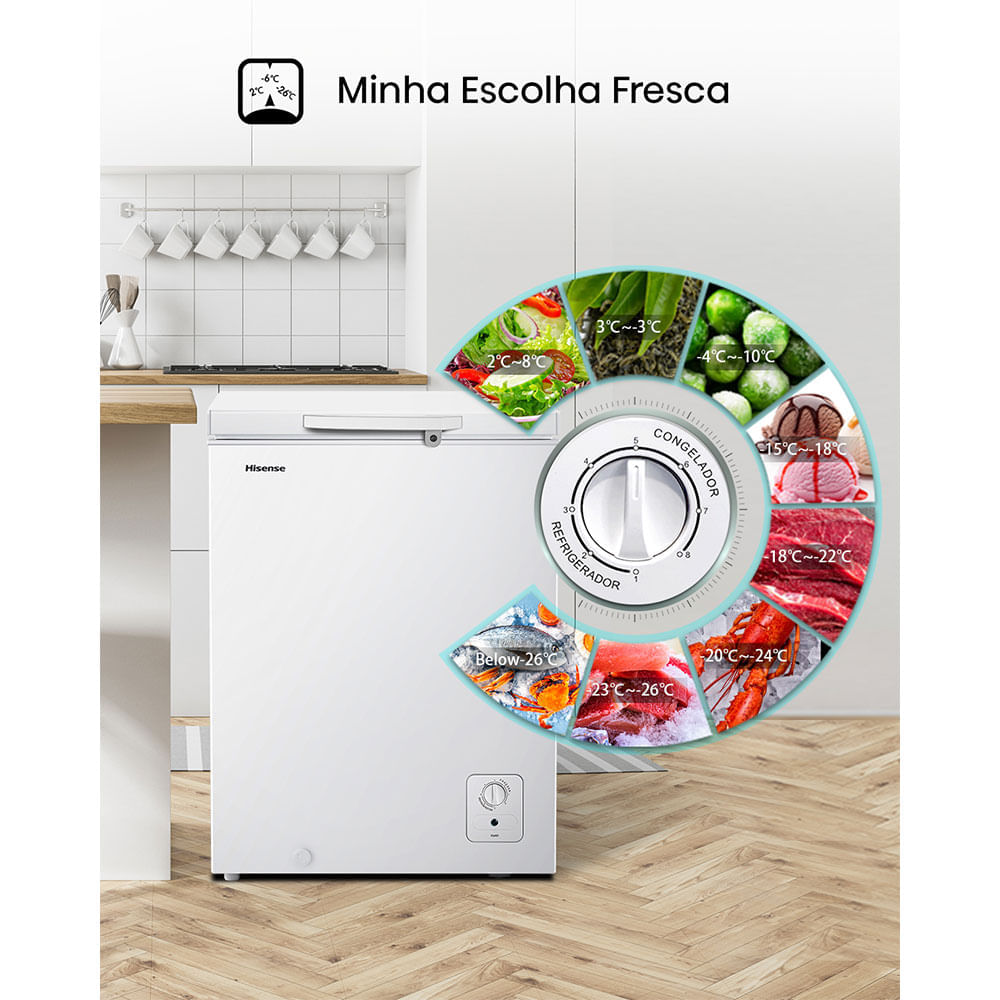 Freezer Horizontal Hisense 142 litros, FC185NW 26, 82KWH, Branco