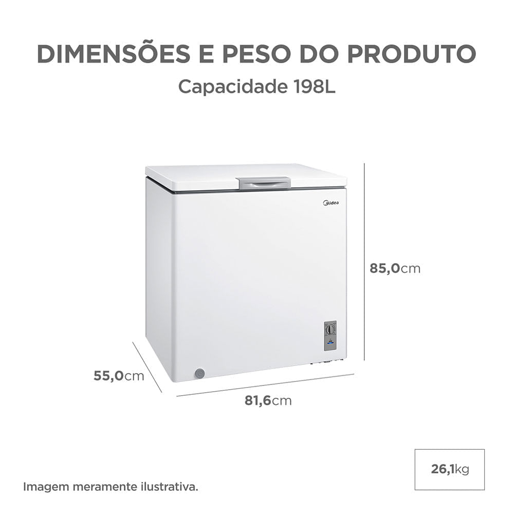 Freezer Horizontal Midea 198 Litros - MDRC280SFZ013 Bivolt Branco