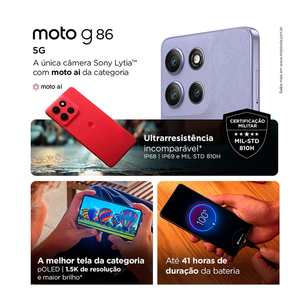 mo ページ Smartphone Motorola Moto g86, XT2527-1, 256 GB, 8 GB + 8 GB RAM