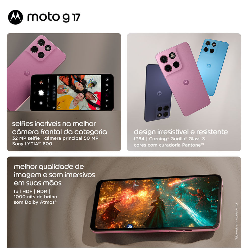 Smartphone Motorola Moto G17, XT2623-1, 256GB, 4GB + 8GB RAM Boost