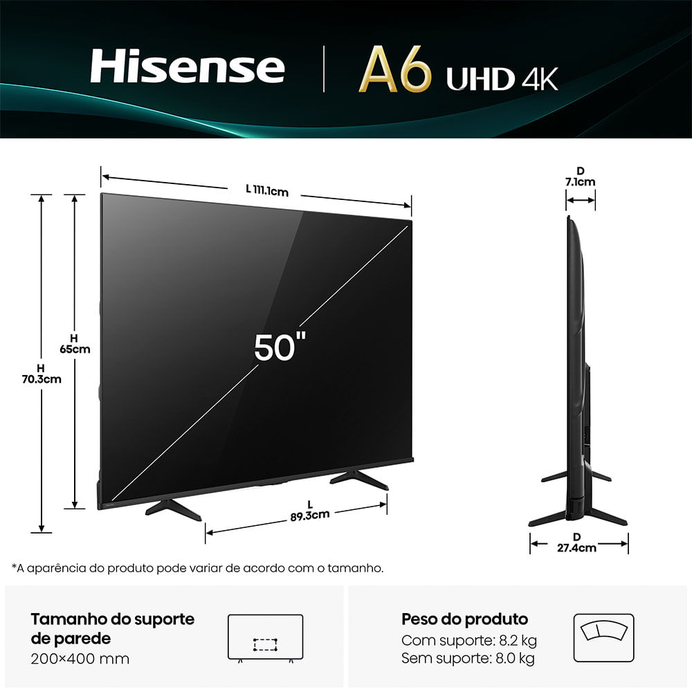 Smart TV DLED 4K, 50