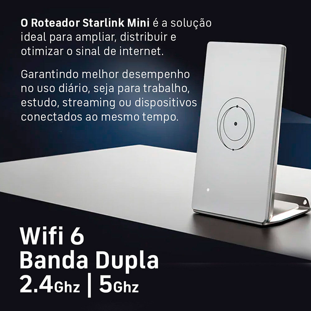 Roteador Starlink Mini Gen 3 com Wi-Fi 6, Tri-Band, Mesh e IP56