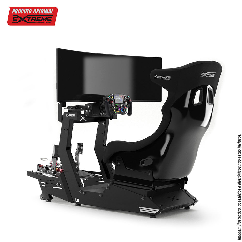 Cockpit Extreme 4.0 Estação Plus Preto , com Suporte de Tela