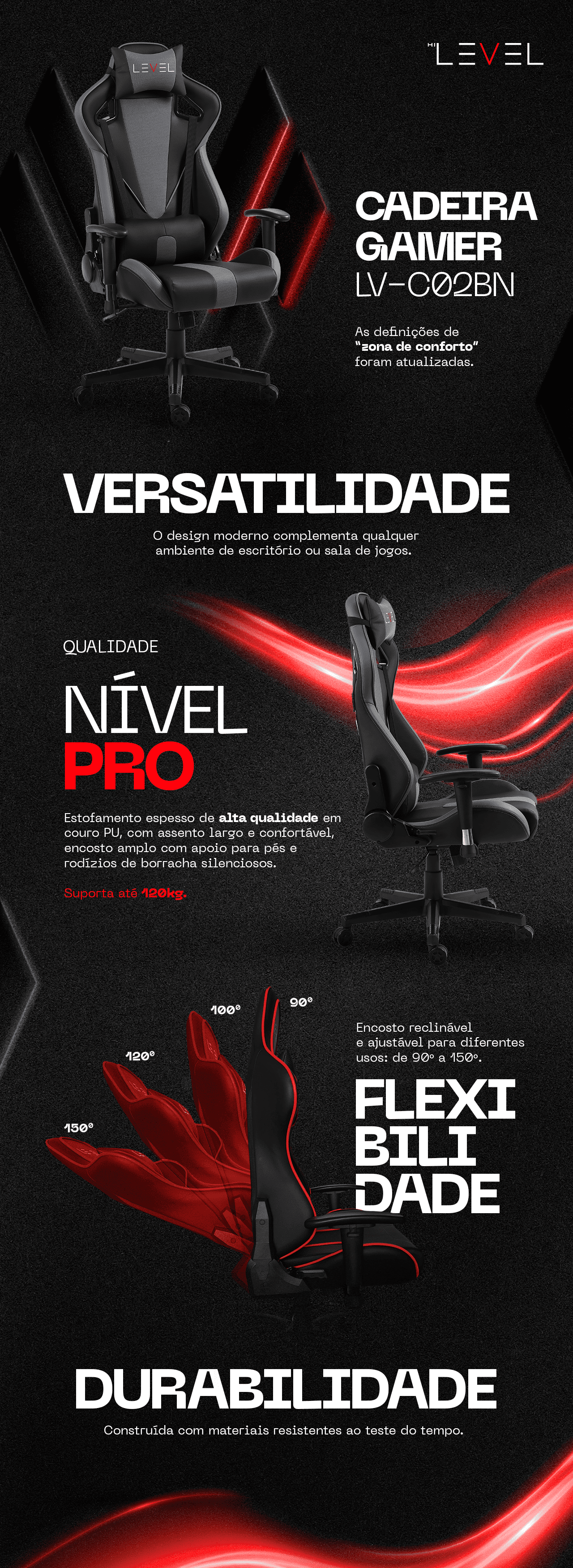 Cadeira Gamer Level LV-C02BN
